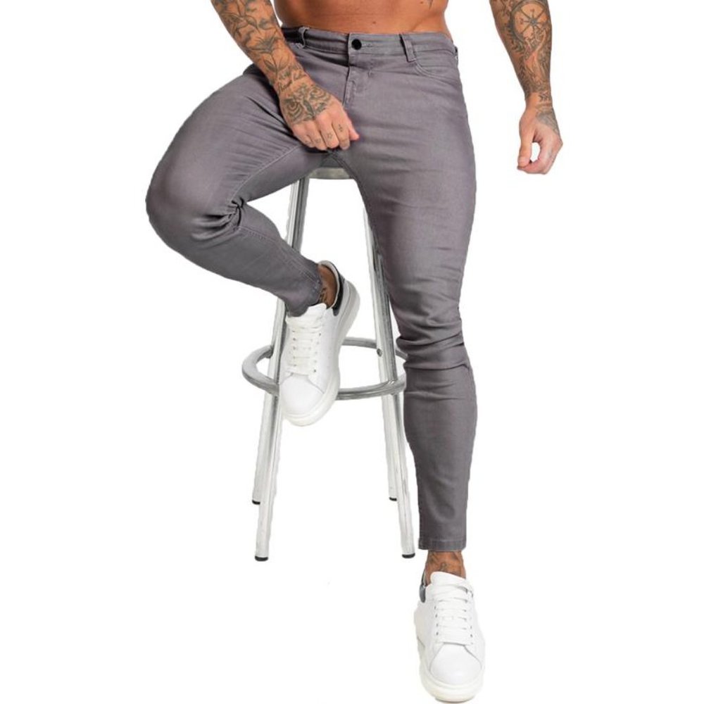 GINGTTO Mens Stylish Skinny Jeans Stretch Jeans Grey ZM177